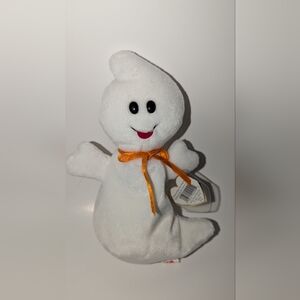 Ty Spooky Ghost Plush with Orange Accents